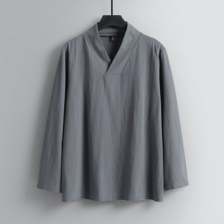 Pantaloni corti con colletto incrociato Buddha Stones , abito in cotone, top e pantaloni Hanfu, set da uomo - image 23