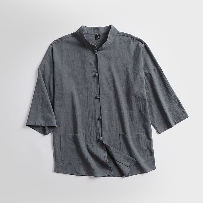 Buddha Stones Maniche a tre quarti Pantaloni corti in cotone Top e pantaloni Set da uomo - image 2