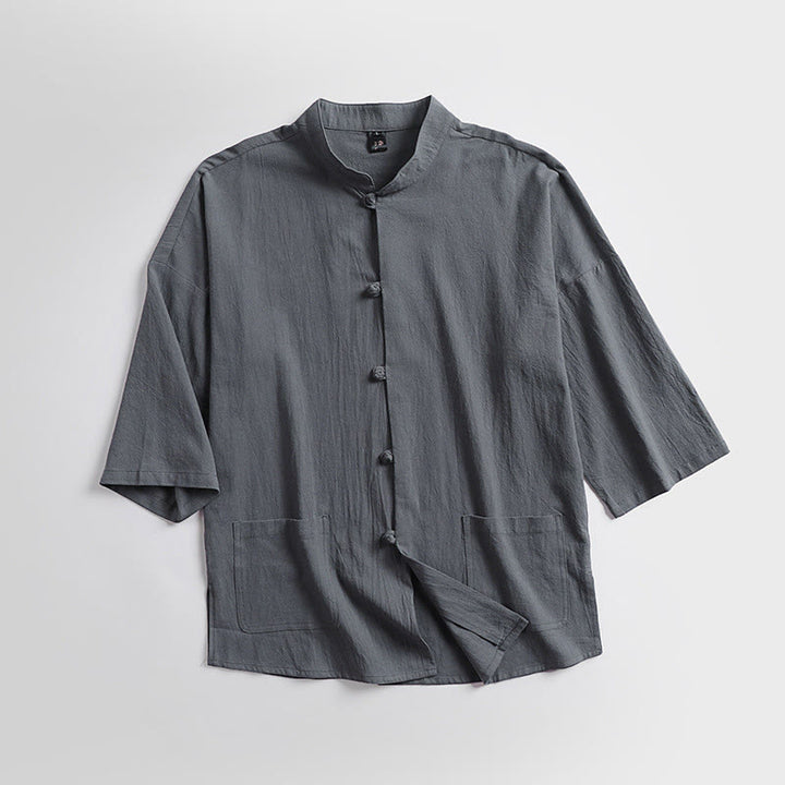 Buddha Stones Maniche a tre quarti Pantaloni corti in cotone Top e pantaloni Set da uomo - image 2