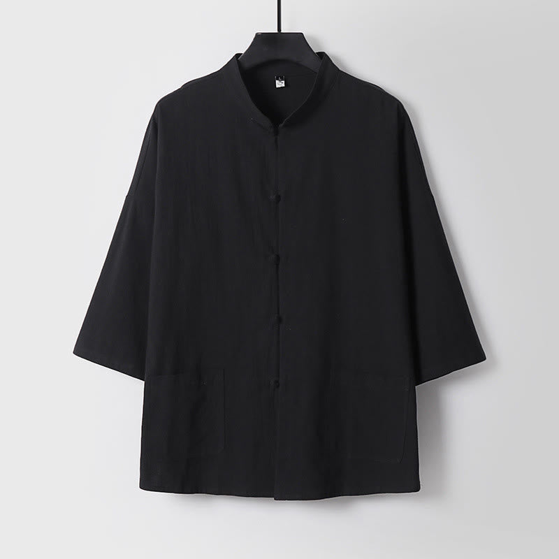 Buddha Stones Maniche a tre quarti Pantaloni corti in cotone Top e pantaloni Set da uomo - image 5