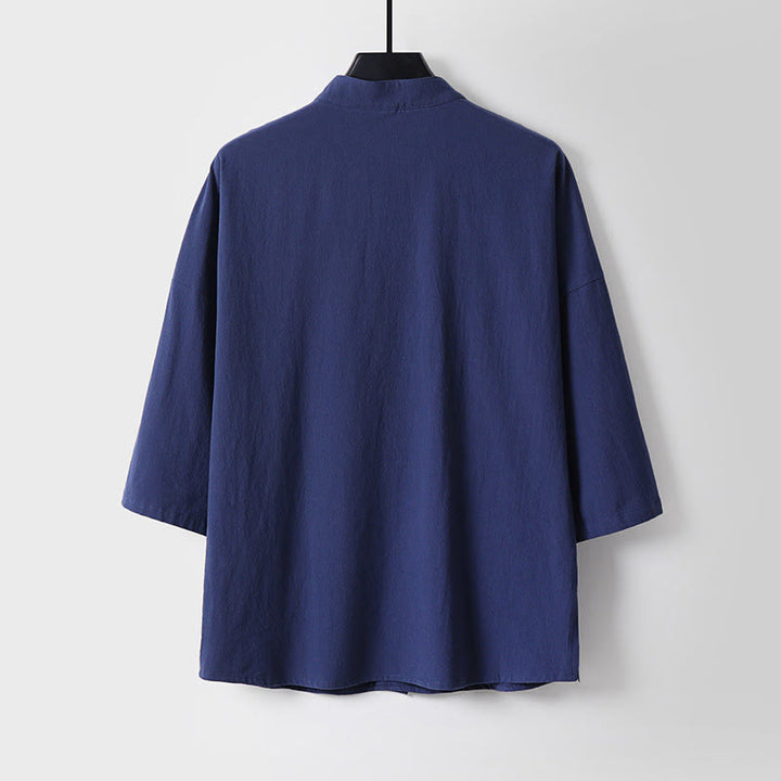 Buddha Stones Maniche a tre quarti Pantaloni corti in cotone Top e pantaloni Set da uomo - image 11