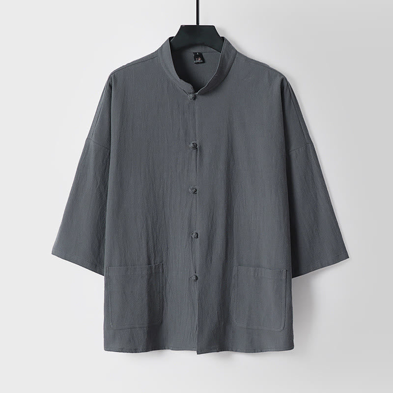 Buddha Stones Maniche a tre quarti Pantaloni corti in cotone Top e pantaloni Set da uomo - image 1