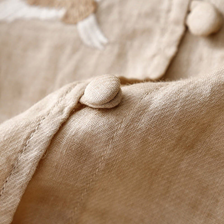 Camicetta casual con scollo rotondo Buddha Stones, ricamo, manica lunga, in cotone e lino, camicette da donna - image 10