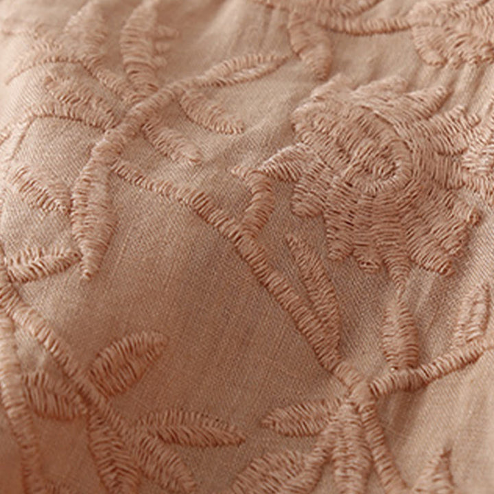 Camicie da donna in cotone e lino con scollo rotondo, maniche lunghe , Buddha Stones, casual, con ricamo floreale - image 5