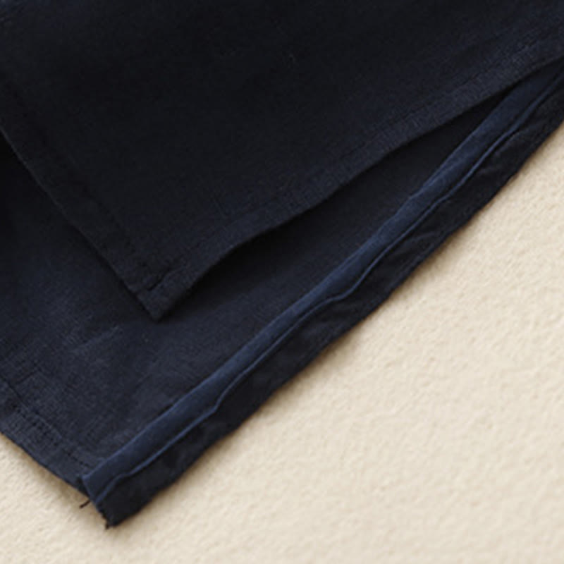 Camicie da donna in cotone e lino con scollo rotondo, maniche lunghe , Buddha Stones, casual, con ricamo floreale - image 15