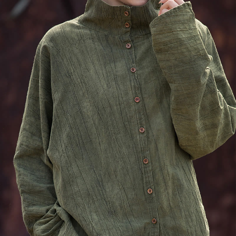 Cardigan in stile cinese in cotone ramiè con collo alto e Buddha Stones - image 10