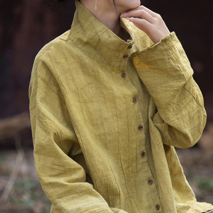 Cardigan in stile cinese in cotone ramiè con collo alto e Buddha Stones - image 1