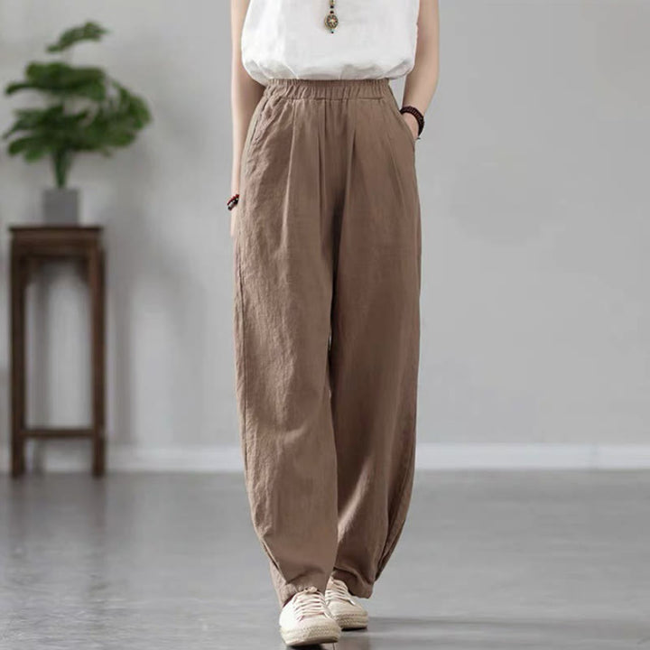 Pantaloni da yoga casual da donna in cotone Buddha Stones con tasche - Tan - US14, UK/AU18, EU46 (4XL) - image 15