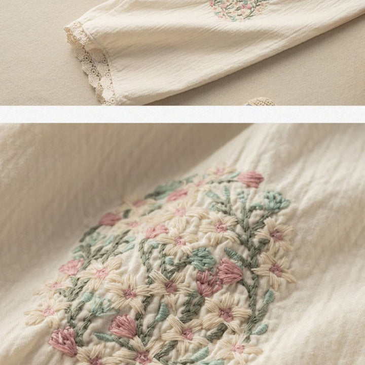 Pantaloni harem in cotone ricamati con pizzo casual Buddha Stones tasche - image 10