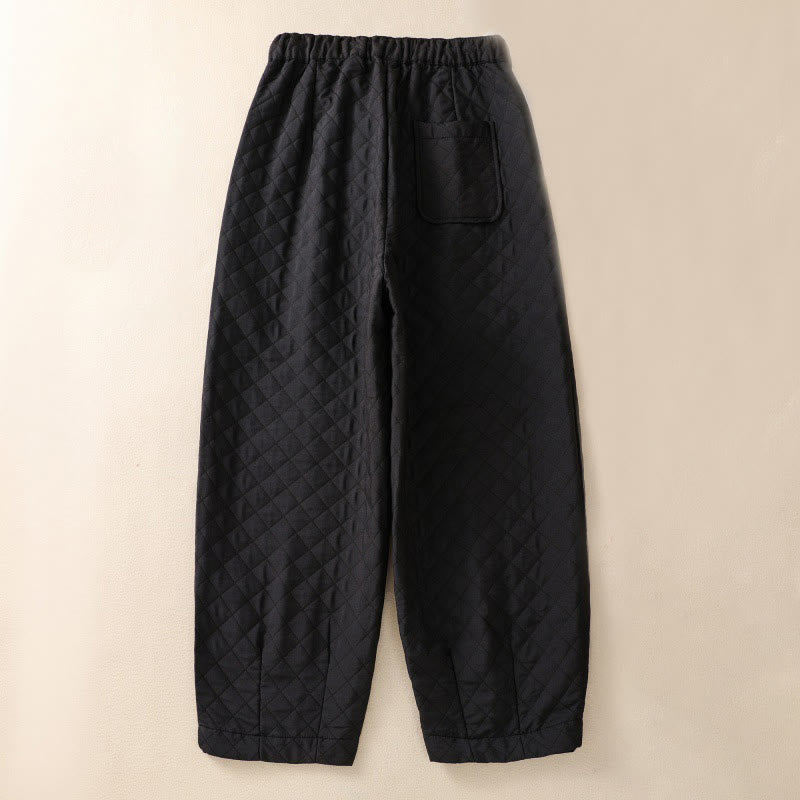 Pantaloni harem con coulisse in cotone a quadri semplici con tasche, autunno inverno, Buddha Stones - image 27