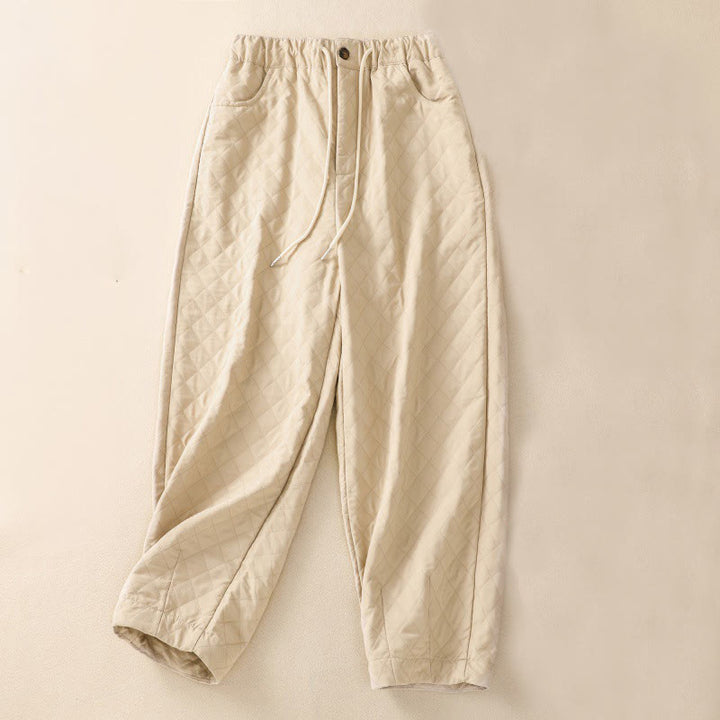Pantaloni harem con coulisse in cotone a quadri semplici con tasche, autunno inverno, Buddha Stones - Biancheria - US14, UK/AU18, EU46 (4XL) - image 6