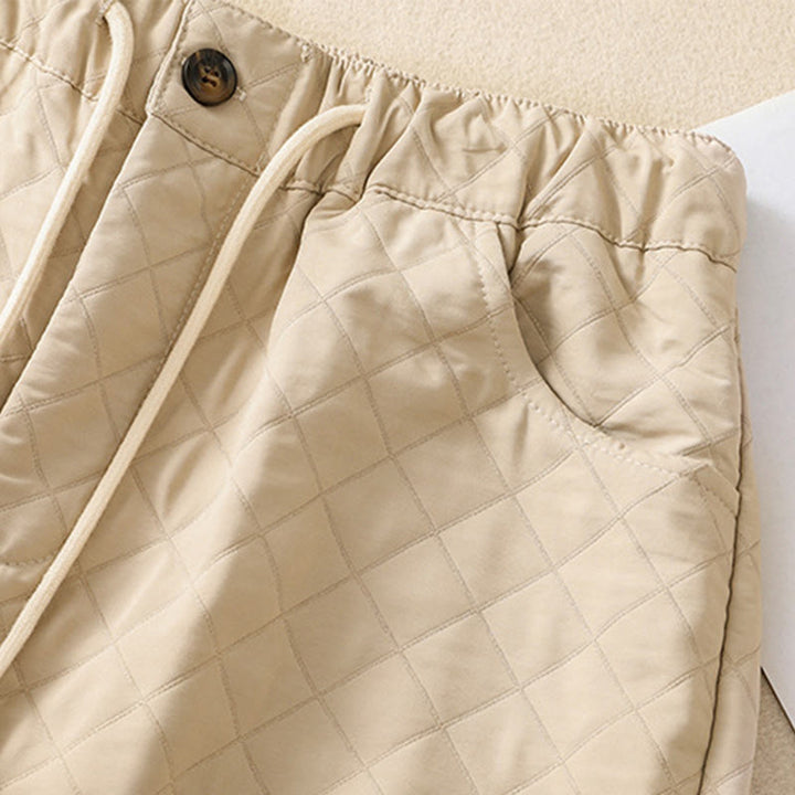 Pantaloni harem con coulisse in cotone a quadri semplici con tasche, autunno inverno, Buddha Stones - image 10