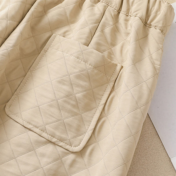 Pantaloni harem con coulisse in cotone a quadri semplici con tasche, autunno inverno, Buddha Stones - image 16