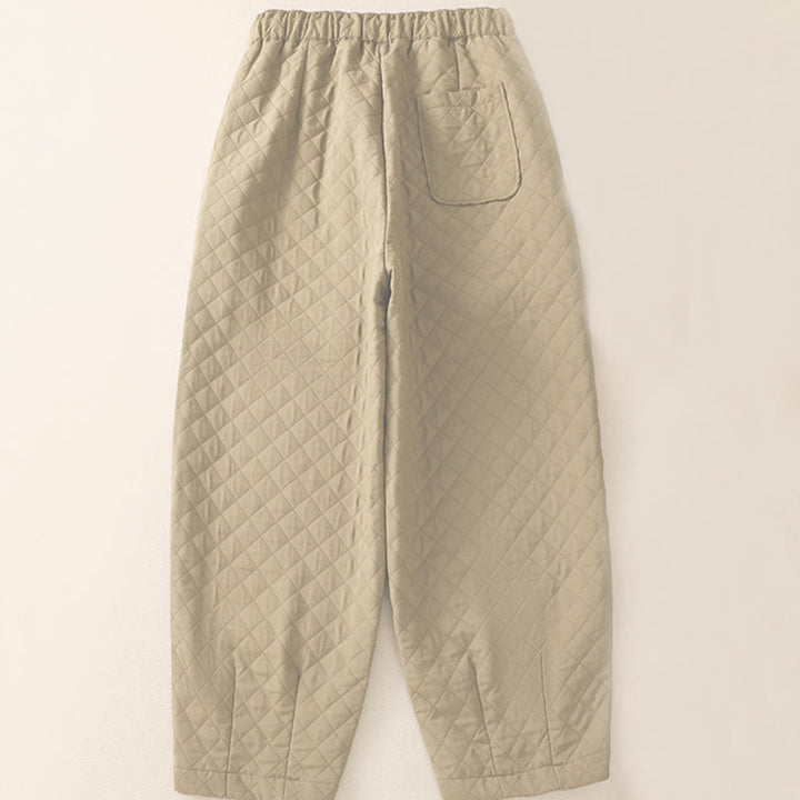 Pantaloni harem con coulisse in cotone a quadri semplici con tasche, autunno inverno, Buddha Stones - image 8