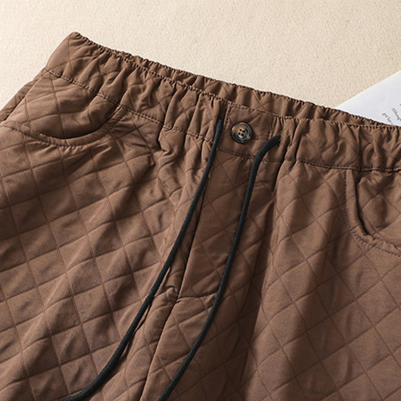 Pantaloni harem con coulisse in cotone a quadri semplici con tasche, autunno inverno, Buddha Stones - image 3