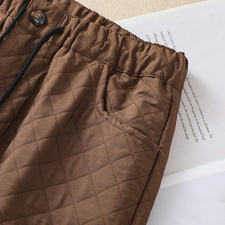 Pantaloni harem con coulisse in cotone a quadri semplici con tasche, autunno inverno, Buddha Stones - image 4