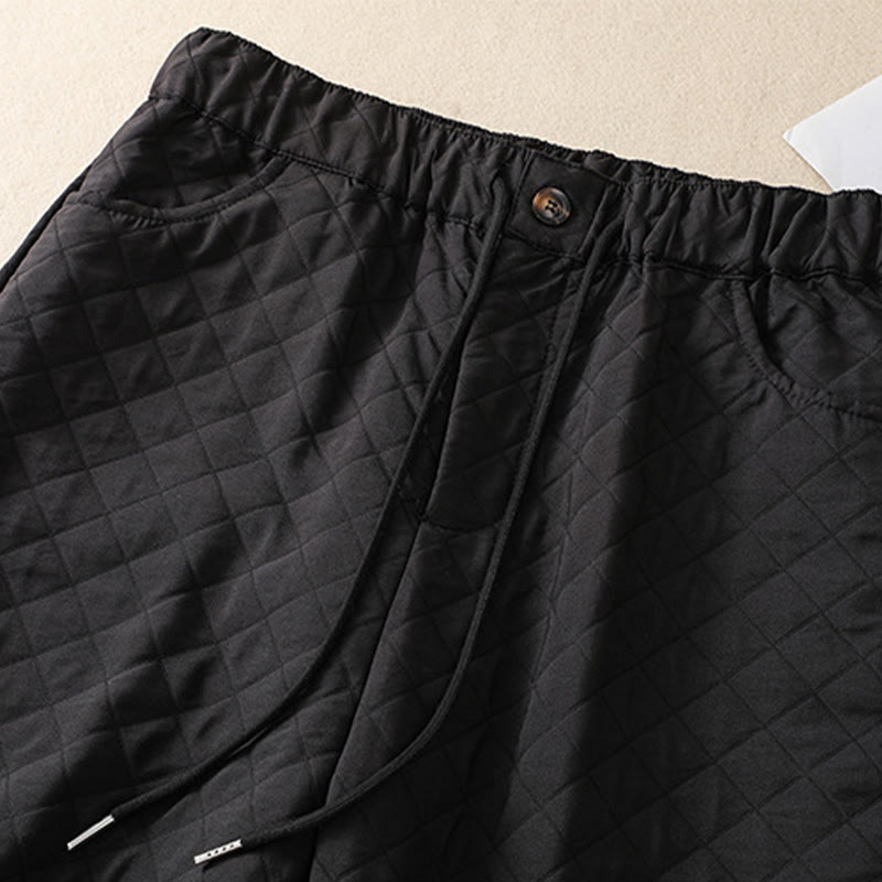 Pantaloni harem con coulisse in cotone a quadri semplici con tasche, autunno inverno, Buddha Stones - image 28