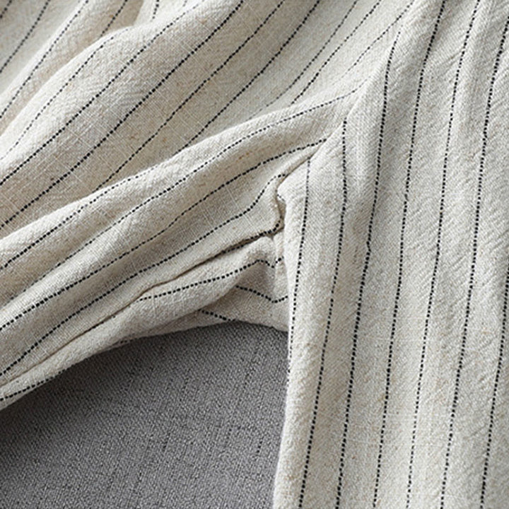 Pantaloni a gamba larga a vita alta con righe verticali Buddha Stones e tasche - image 5