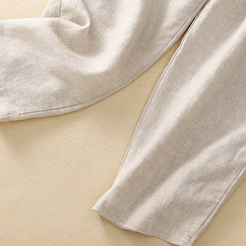 Pantaloni harem in lino e cotone con lacci a vita alta vintage Buddha Stones con tasche - image 33