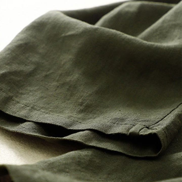 Pantaloni harem in lino e cotone con lacci a vita alta vintage Buddha Stones con tasche - image 35