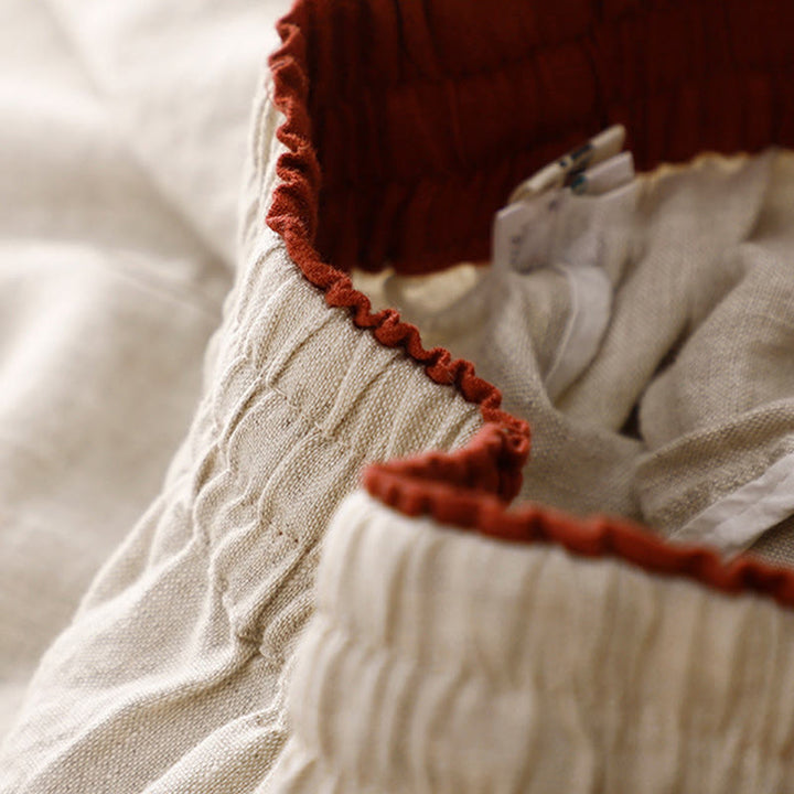 Pantaloni harem in lino e cotone con lacci a vita alta vintage Buddha Stones con tasche - image 28