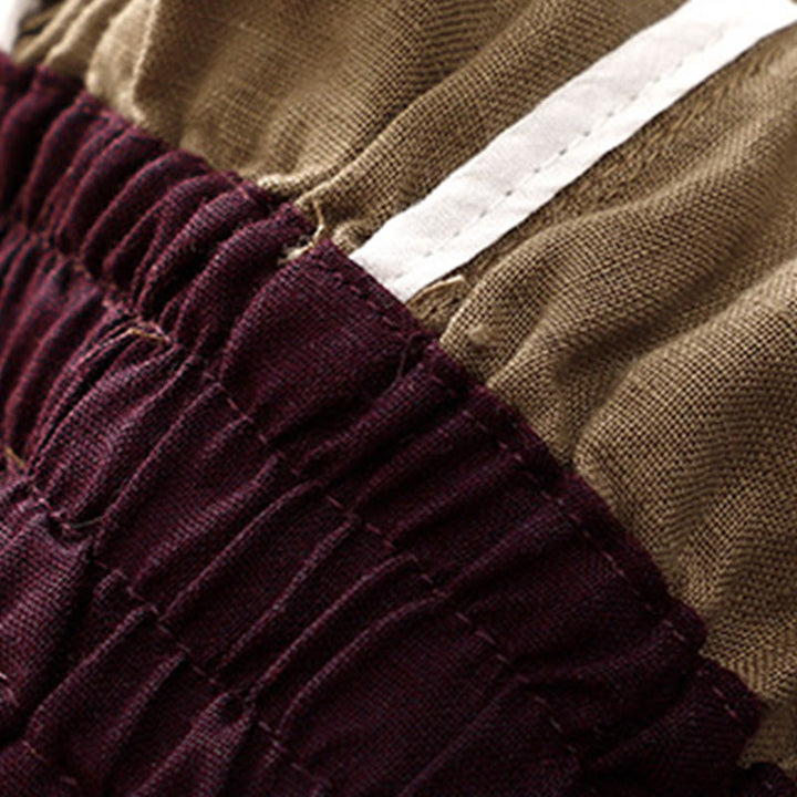 Pantaloni harem in lino e cotone con lacci a vita alta vintage Buddha Stones con tasche