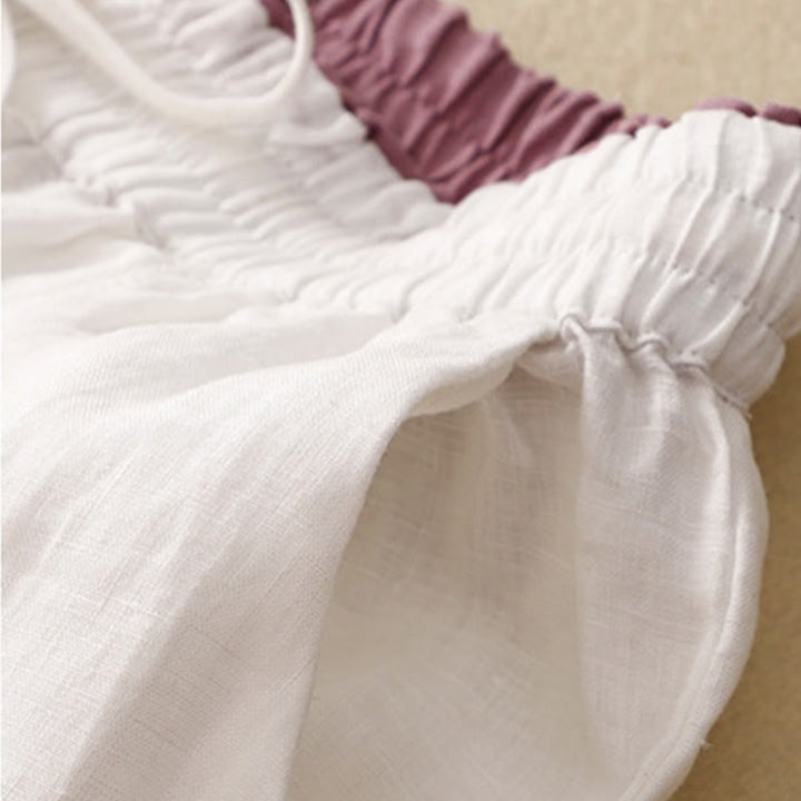 Pantaloni harem in lino e cotone con lacci a vita alta vintage Buddha Stones con tasche - image 22