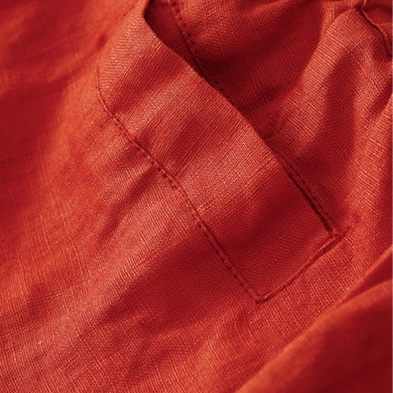 Pantaloni harem in lino e cotone con lacci a vita alta vintage Buddha Stones con tasche