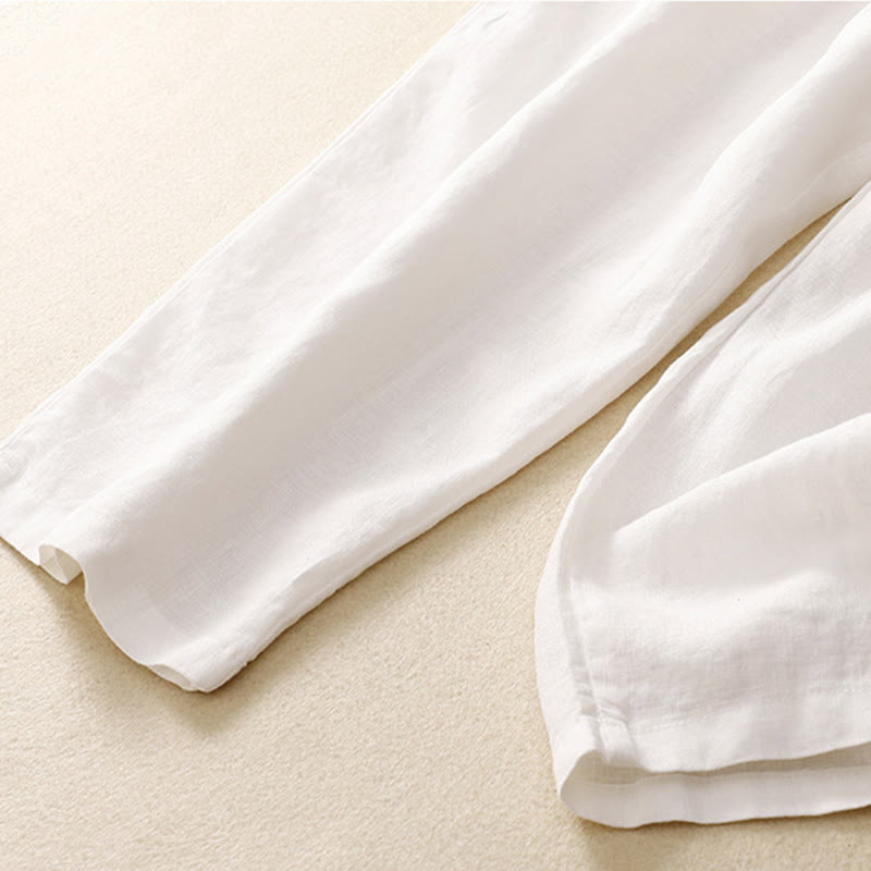 Pantaloni harem in lino e cotone con lacci a vita alta vintage Buddha Stones con tasche - image 24