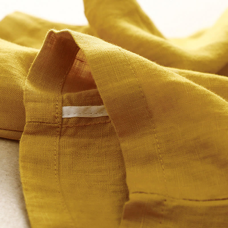Pantaloni harem in lino e cotone con lacci a vita alta vintage Buddha Stones con tasche