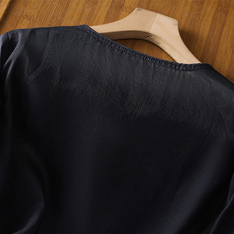 Maglione girocollo in cotone e lino con ricamo etnico Buddha Stones - image 10