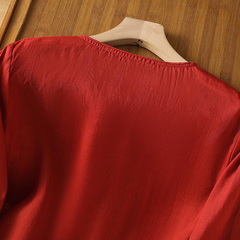 Maglione girocollo in cotone e lino con ricamo etnico Buddha Stones - image 18