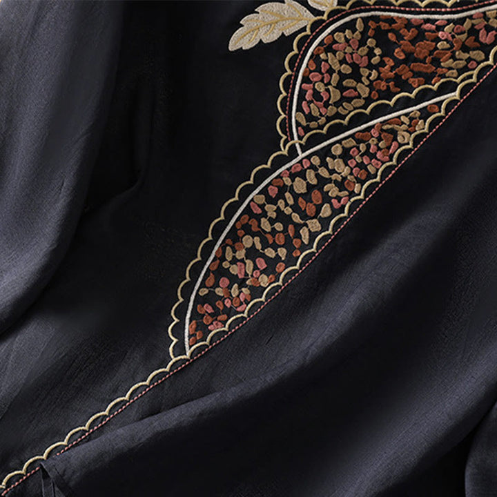 Maglione girocollo in cotone e lino con ricamo etnico Buddha Stones - image 7