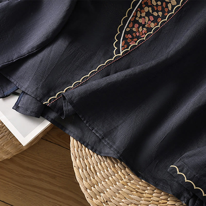 Maglione girocollo in cotone e lino con ricamo etnico Buddha Stones - image 8