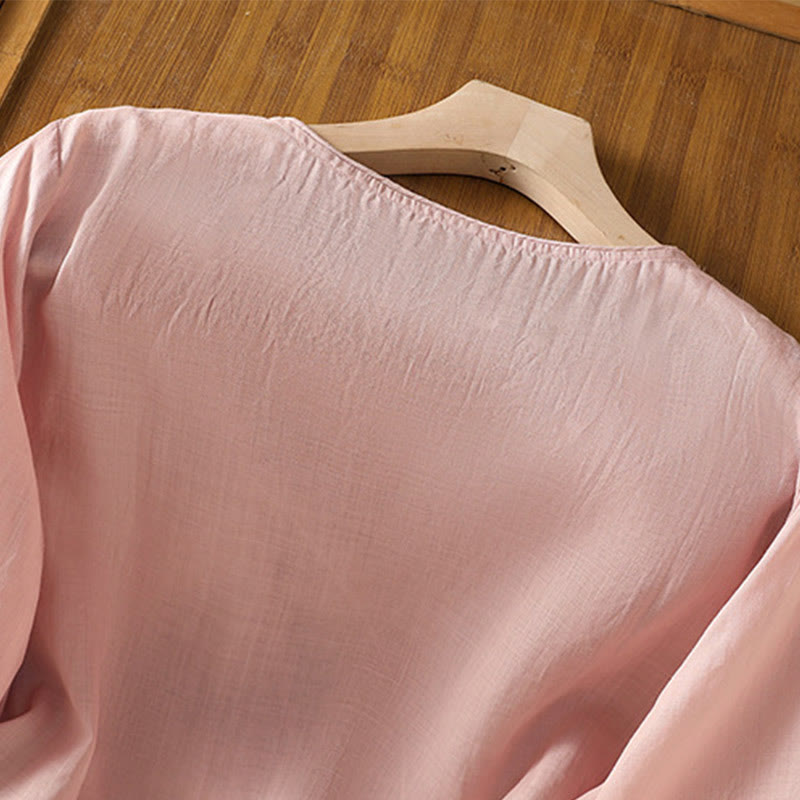 Maglione girocollo in cotone e lino con ricamo etnico Buddha Stones - image 26