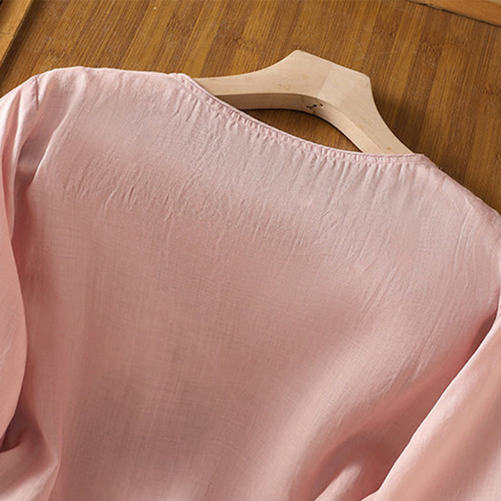 Maglione girocollo in cotone e lino con ricamo etnico Buddha Stones - image 26