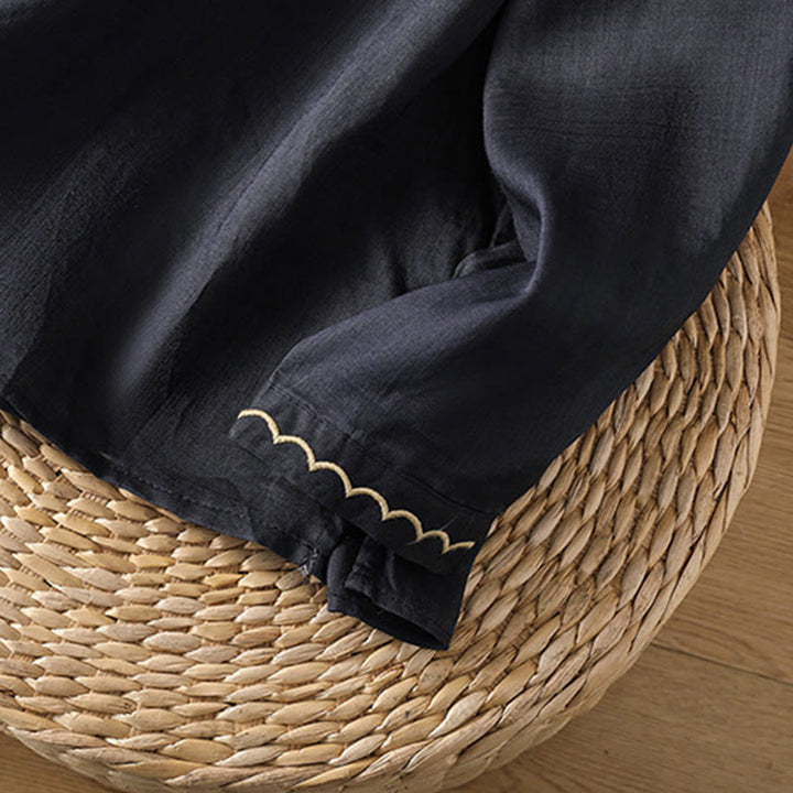 Maglione girocollo in cotone e lino con ricamo etnico Buddha Stones - image 9