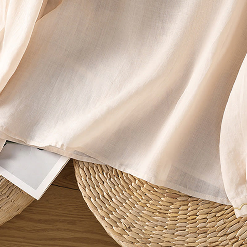 Maglione girocollo in cotone e lino con ricamo etnico Buddha Stones - image 31