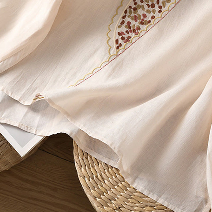 Maglione girocollo in cotone e lino con ricamo etnico Buddha Stones - image 29