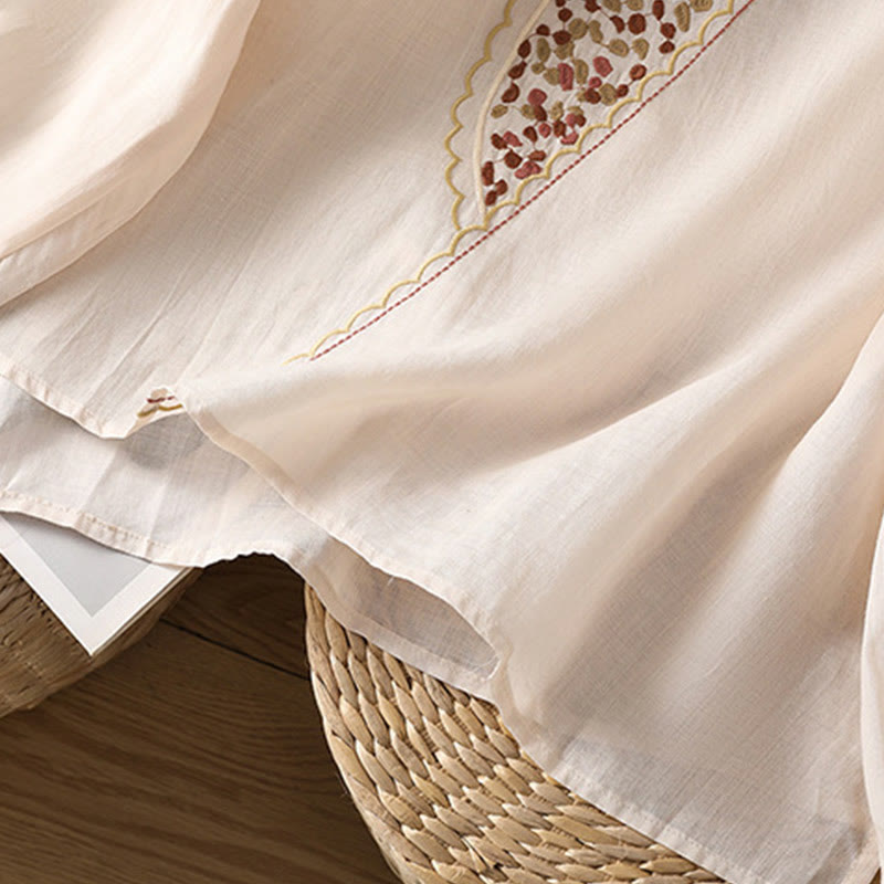 Maglione girocollo in cotone e lino con ricamo etnico Buddha Stones - image 29