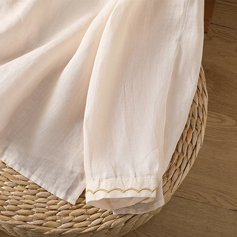 Maglione girocollo in cotone e lino con ricamo etnico Buddha Stones - image 33