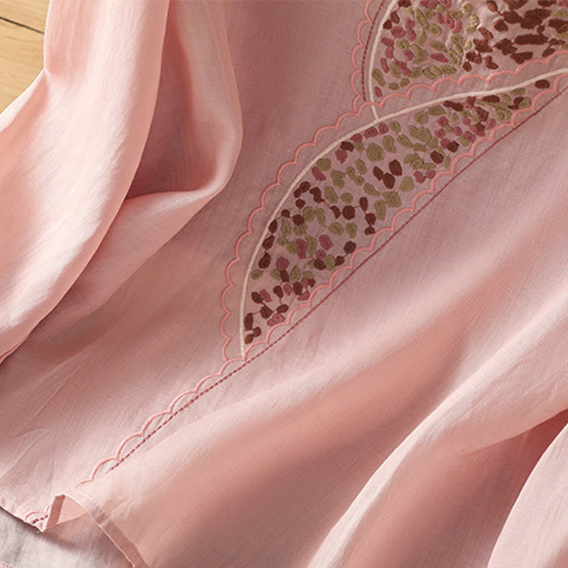 Maglione girocollo in cotone e lino con ricamo etnico Buddha Stones - image 22