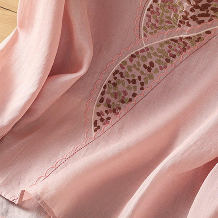 Maglione girocollo in cotone e lino con ricamo etnico Buddha Stones - image 22