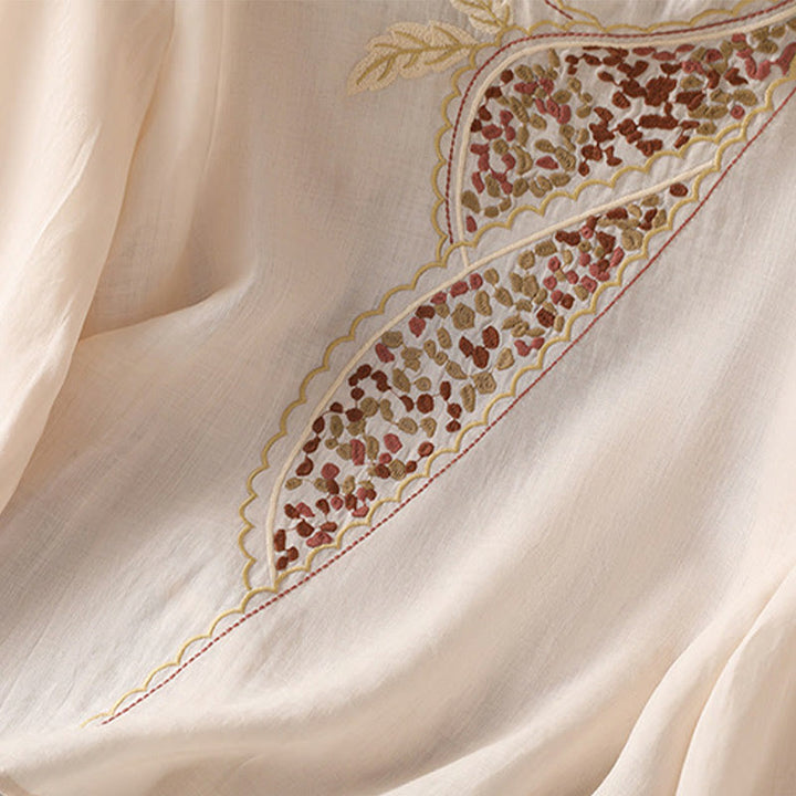 Maglione girocollo in cotone e lino con ricamo etnico Buddha Stones - image 28