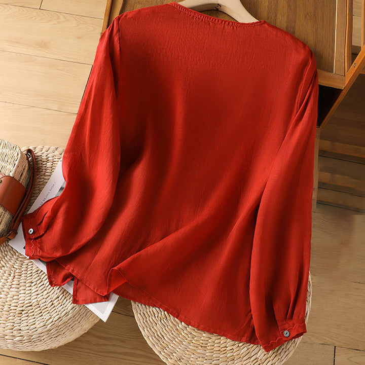 Maglione girocollo in cotone e lino con ricamo etnico Buddha Stones - image 12