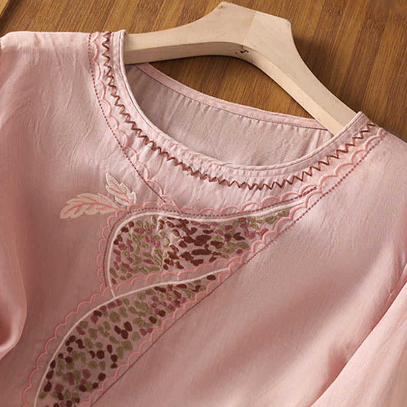 Maglione girocollo in cotone e lino con ricamo etnico Buddha Stones - image 21