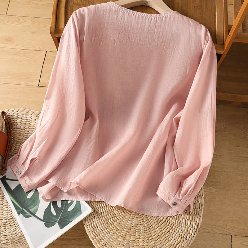 Maglione girocollo in cotone e lino con ricamo etnico Buddha Stones - image 20