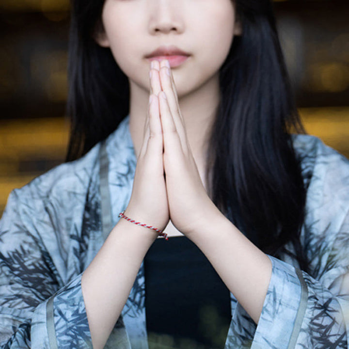 Braccialetto con cordino portafortuna Buddha Stones in argento sterling 925 con fibbia della pace - image 11