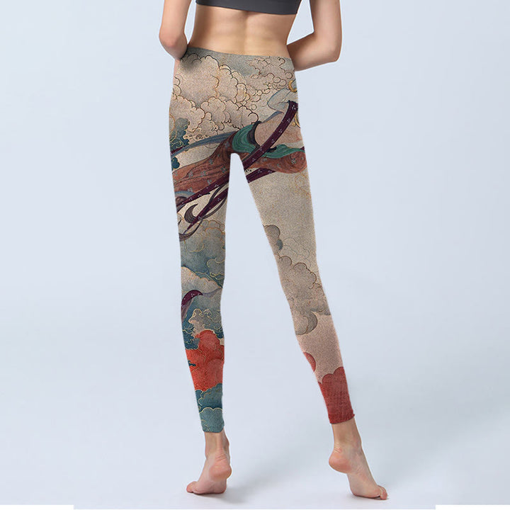 Buddha Stones Dunhuang Flying Apsaras Auspicious Clouds Stampa Leggings Fitness Pantaloni Yoga Donna - image 8