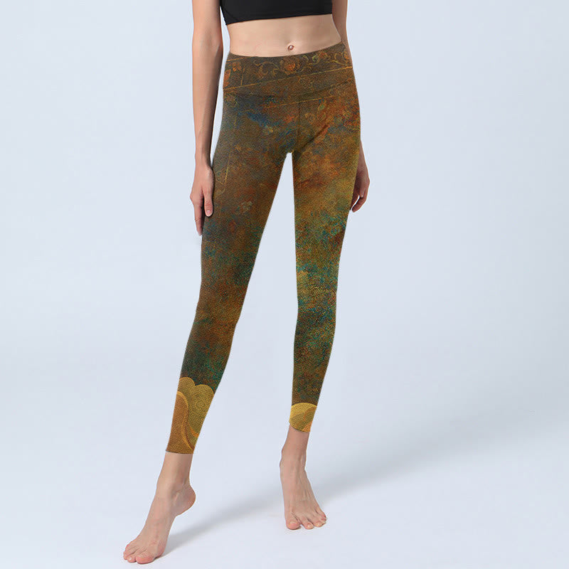 Leggings fitness in tessuto lycra con stampa Buddha Stones , nuvole di buon auspicio, pantaloni da yoga da donna - image 6